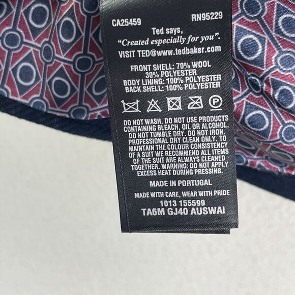 NEW $225 Ted Baker Mens US 34 Business Formal Navy Suit Vest Button Waistcoat - Picture 5 of 10